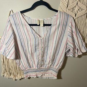 Pastel Striped Cropped Blouse